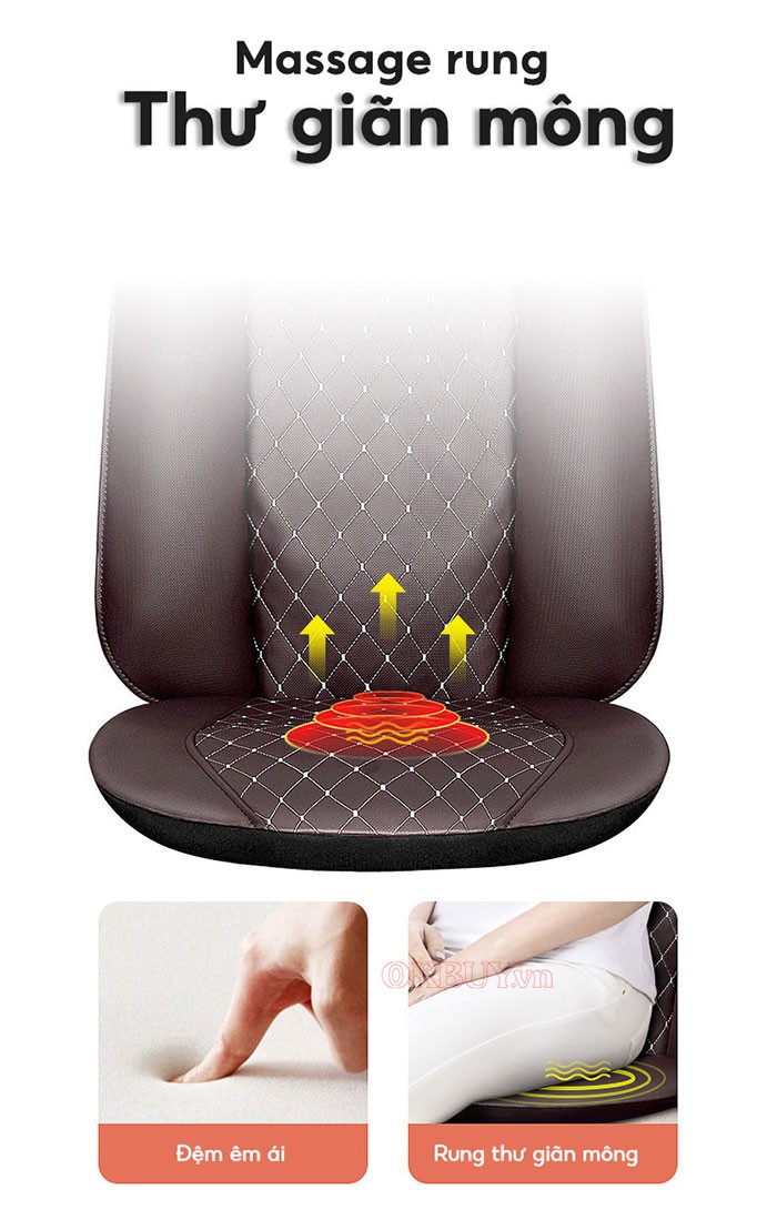 Đệm massage toàn thân Shiatsu Mingzhen MZ-166U mát xa rung thư giãn mông