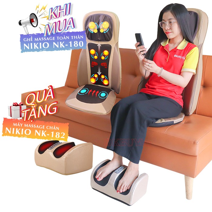 Ghế massage toàn thân Nikio NK-180 tặng kèm máy massage chân Nikio NK-182