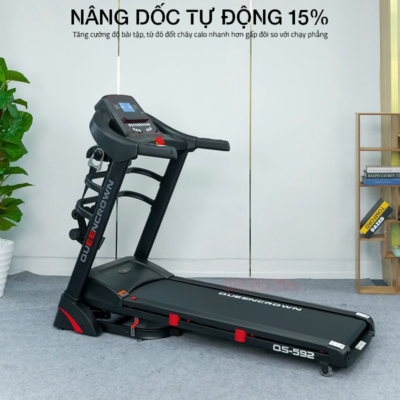 Máy chạy bộ nâng dốc 15% Queen Crown QS592