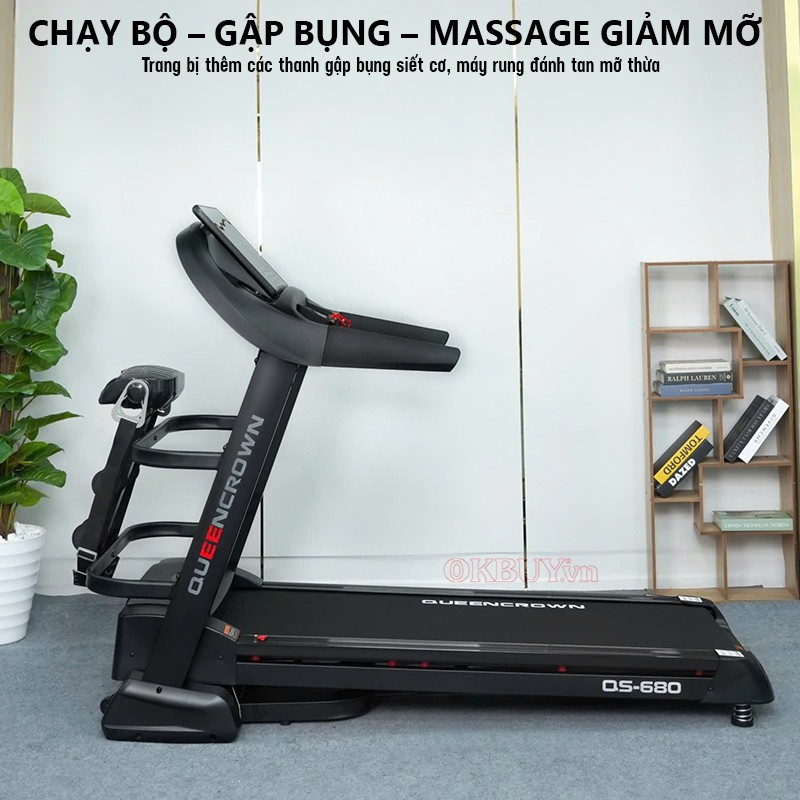 Máy chạy bộ thanh gập bụng Queen Crown QS 680