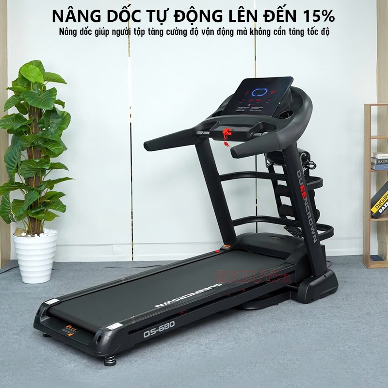 Máy chạy bộ nâng dốc 15% Queen Crown QS 680