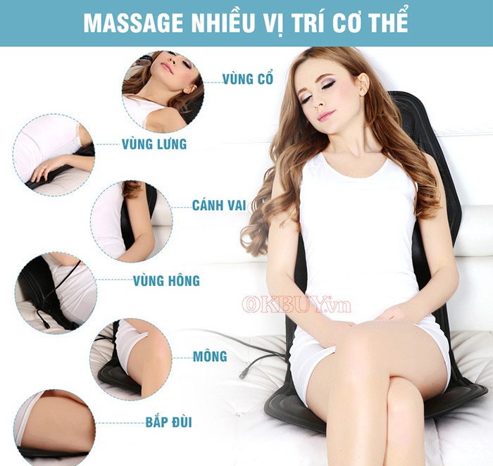 Ghế đệm massage nhiệt hồng ngoại YIJIA-308 - 12V mát xa nhiều vị trí