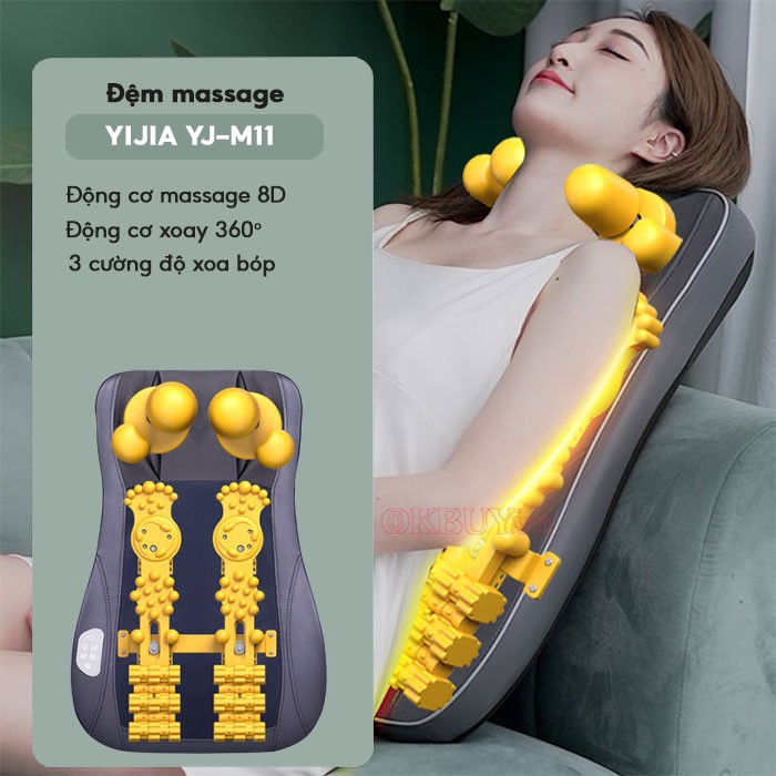 Đệm massage xoa bóp lưng cổ vai gáy YIJIA YJ-M11