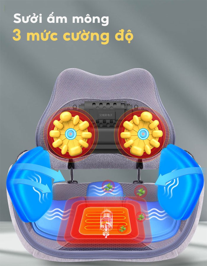 Đệm ghế massage lưng mông hông đùi đa năng YIJIA YJ-P7 sưởi ấm 3 cường độ