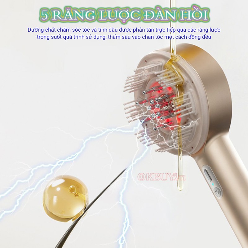 Lược massage đầu Nikio NK-112 5 răng lược đàn hồi