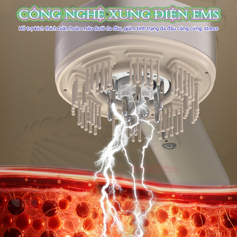 Lược massage đầu Nikio NK-112 massage da đầu bằng công nghệ EMS