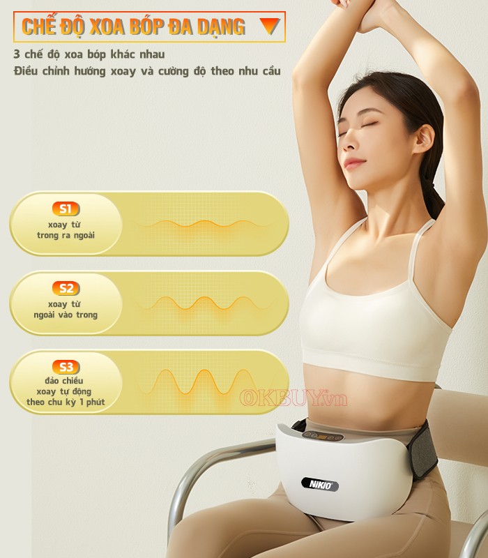 Máy massage bụng cao cấp chế độ xoa bóp đa dạng Nikio NK-166DC