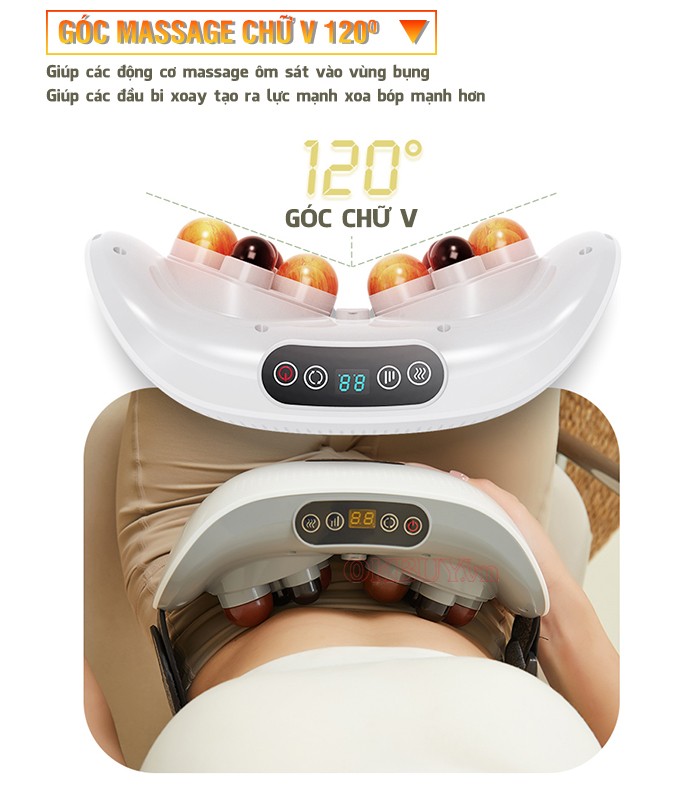 Máy massage bụng cao cấp góc massage chữ V 120 độ Nikio NK-166DC