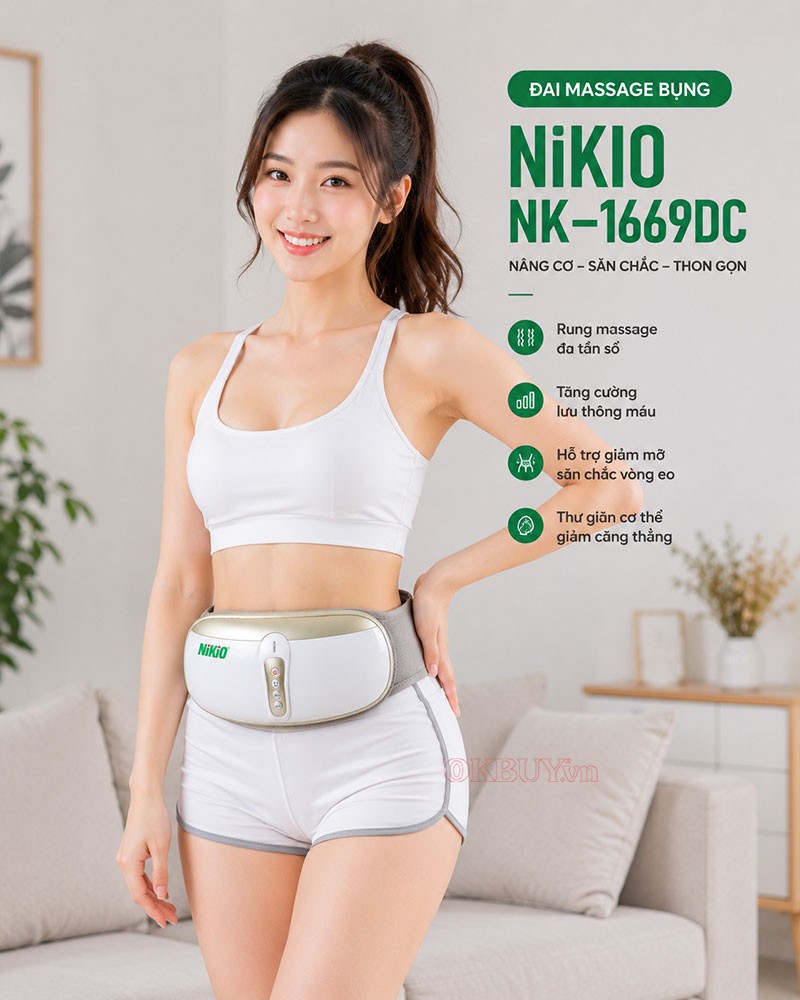 đai massage bụng rung lắc Nikio NK-169DC