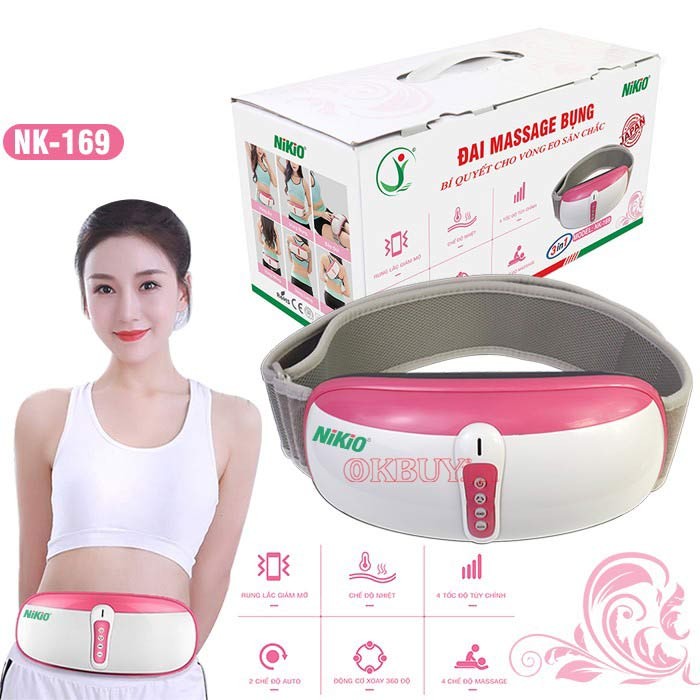 Đai massage rung lắc và xoay giảm mỡ bụng cao cấp Nikio NK-169 thế hệ mới