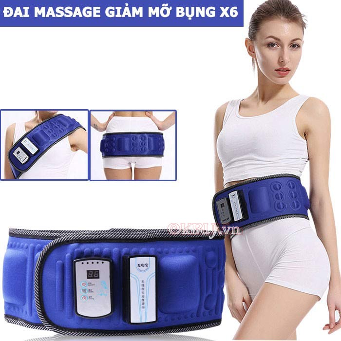 Đai massage giảm mỡ bụng X6 pin sạc hồng ngoại - 6 moter rung toàn vòng eo