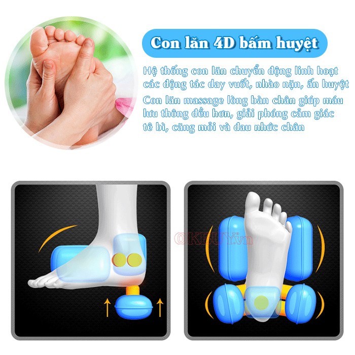 Máy massage bàn chân, bắp chân và đùi con lăn 4D bấm huyệt Nikio NK-289