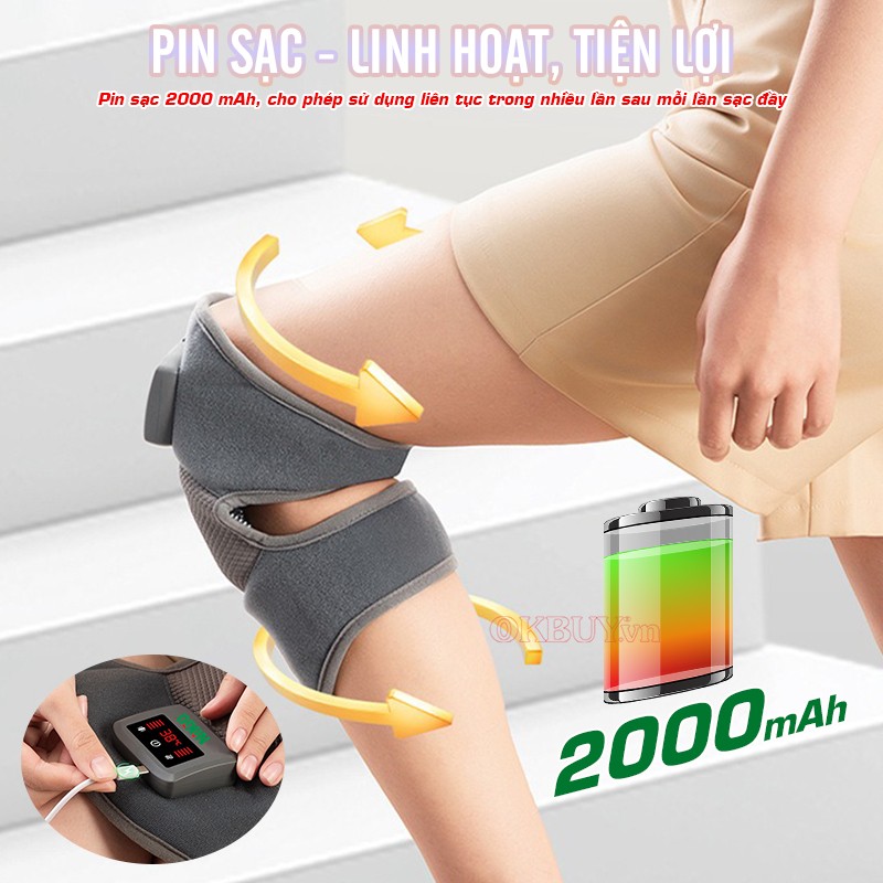 Máy massage đầu gối, khuỷu tay, vai pin sạc 2000 mAh Nikio NK-185D