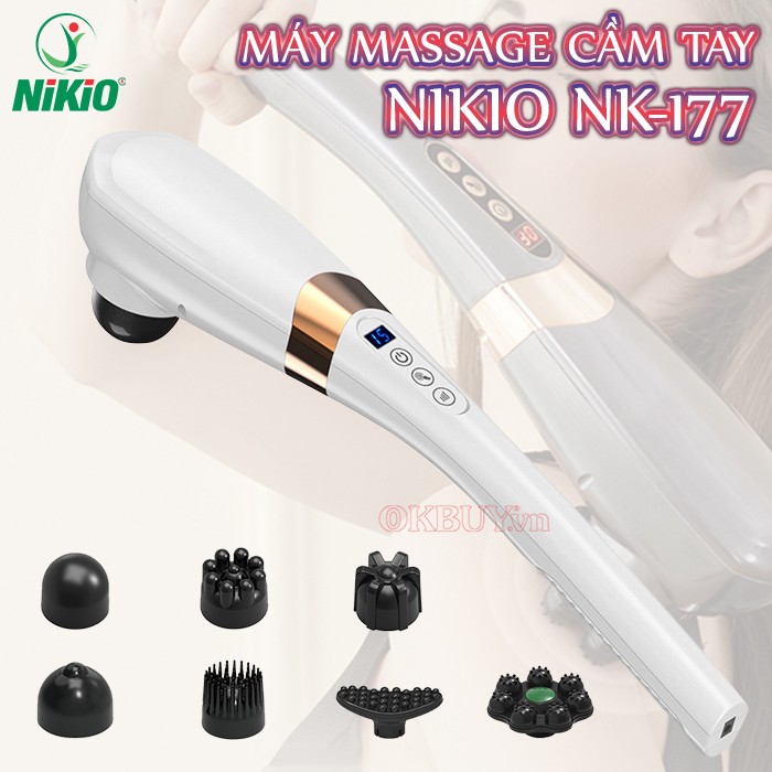 Máy massage cầm tay 7 đầu màu trắng Nikio NK-177
