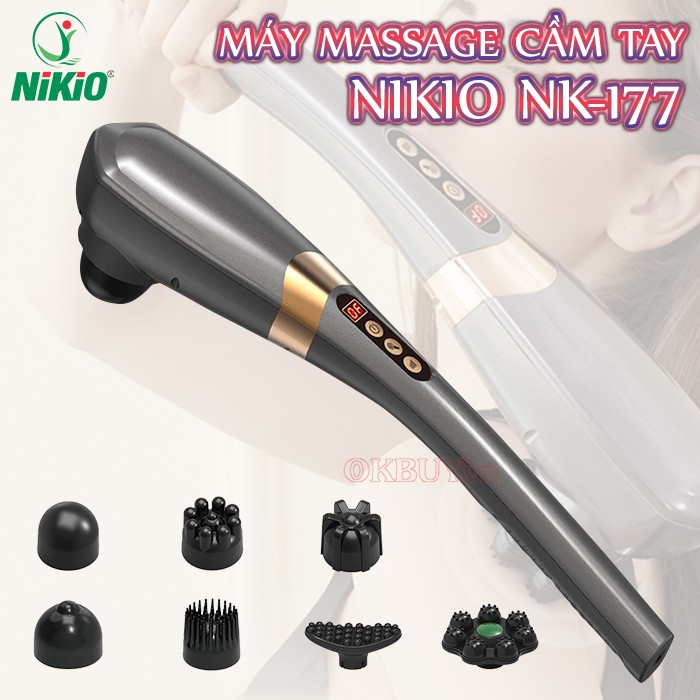 Máy massage cầm tay 7 đầu màu xám Nikio NK-177