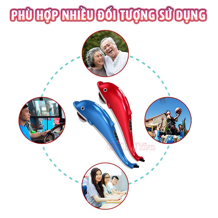 Máy massage cầm tay cá heo phù hợp nhiều người Nikio NK-608B