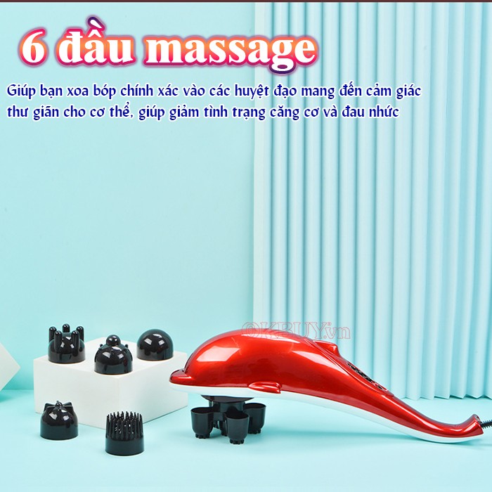 Máy massage cầm tay cá heo 6 đầu massage Puli PL-608B