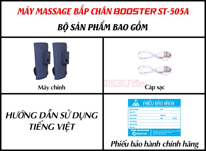Bộ sản phẩm gồm có của máy massage bắp chân Booster ST-505A