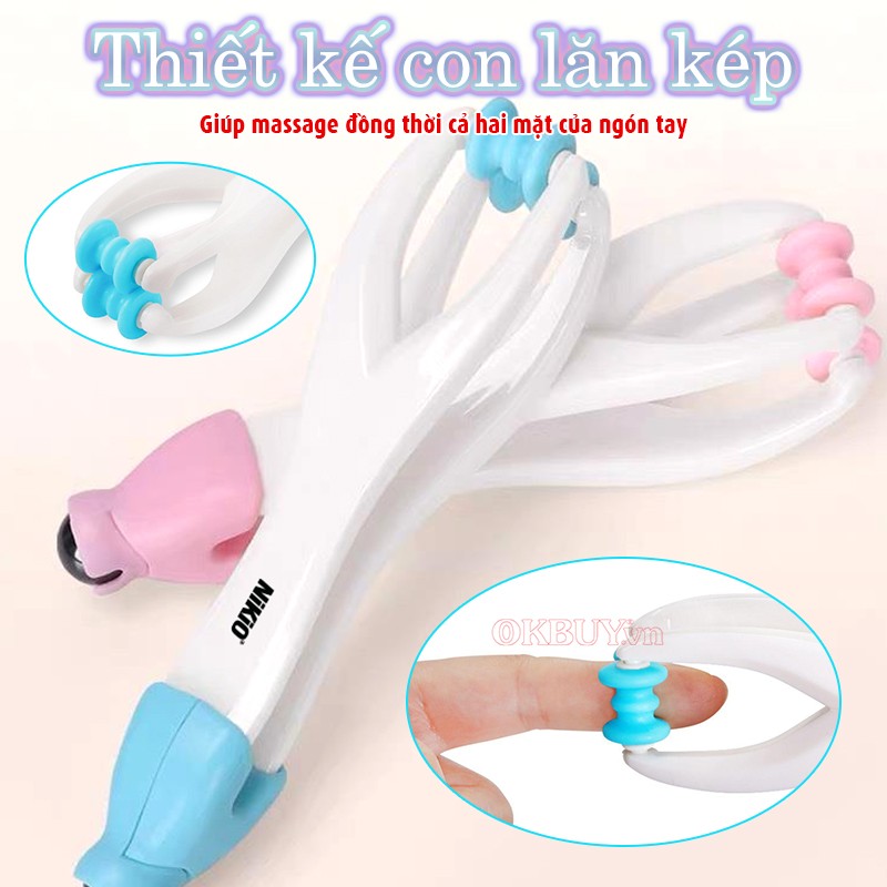 Con lăn massage ngón tay thiết kế con lăn kép Nikio NK-02C1