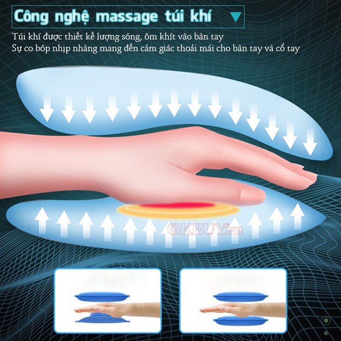 Máy massage bàn tay pin sạc công nghệ massage túi khí Nikio NK-330