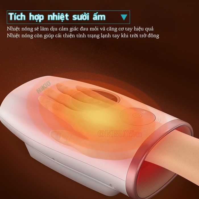 Máy massage bàn tay pin sạc tích hợp nhiệt sưởi ẩm Nikio NK-330