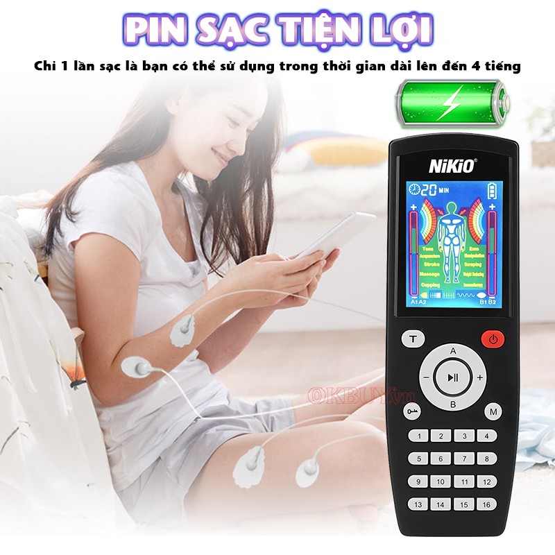 Máy massage xung điện pin sạc Nikio NK-103A