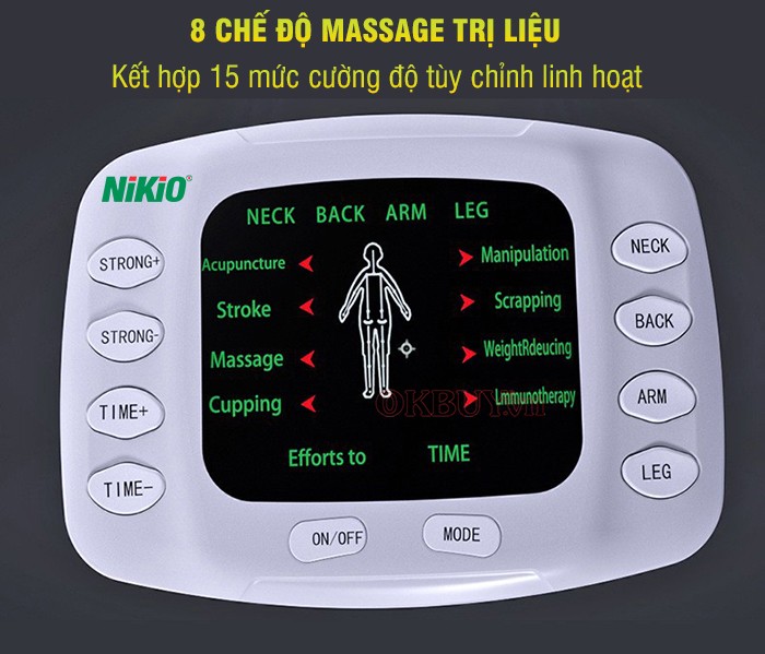 Máy massage xung điện 4 miếng dán và dép massage chân Nikio NK-105