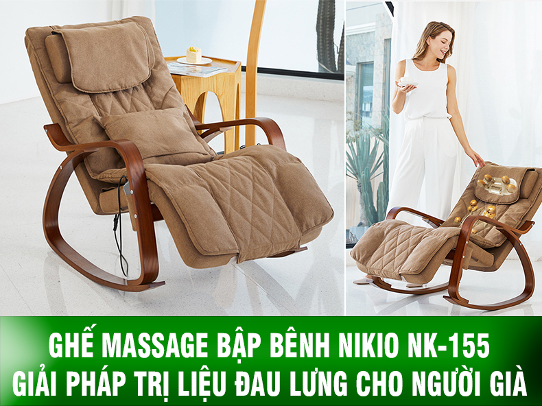 Ghế bập bênh thư giãn massage Nikio NK-155 - Giải pháp trị liệu đau lưng hiệu quả cho người cao tuổi