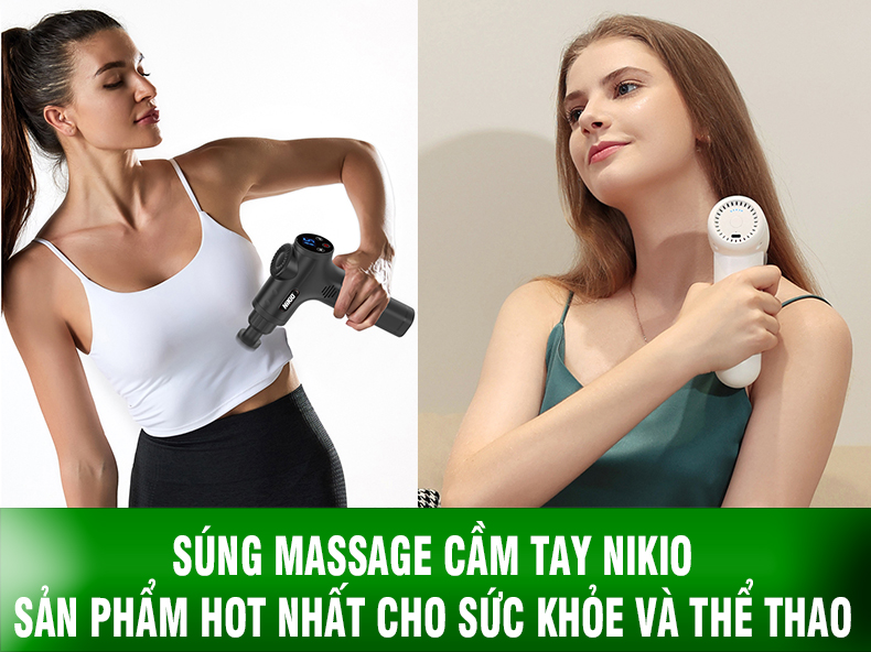 Súng massage cầm tay Nikio - Sản phẩm tốt nhất cho việc giãn cơ sau tập luyện thể thao và trị đau nhức mỏi bảo vệ sức khỏe