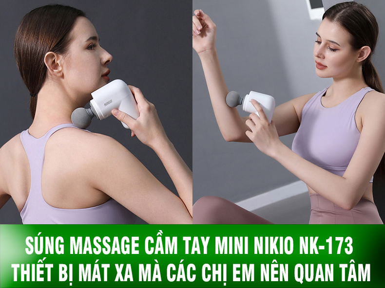 Súng massage cầm tay mini Nikio NK-173 thiết bị mát xa giảm đau nhức mà các chị em nên quan tâm