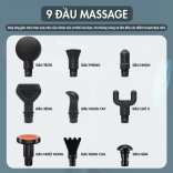 Súng massage cầm tay Booster M2-B 120W, 9 đầu - Cảm biến lực đấm AI thông minh