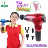Súng massage cầm tay Nikio NK-170A - 4 đầu, 6 tốc độ, màu đỏ
