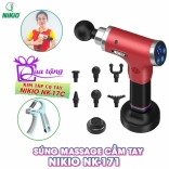 Súng massage cầm tay Nikio NK-171 đỏ - 6 đầu, 5 chế độ cao cấp