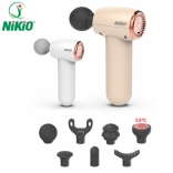 Súng massage cầm tay Mini Nikio NK-175 - Cảm biến lực đấm, 7 đầu có đầu nóng giảm đau nhức và căng cơ toàn thân