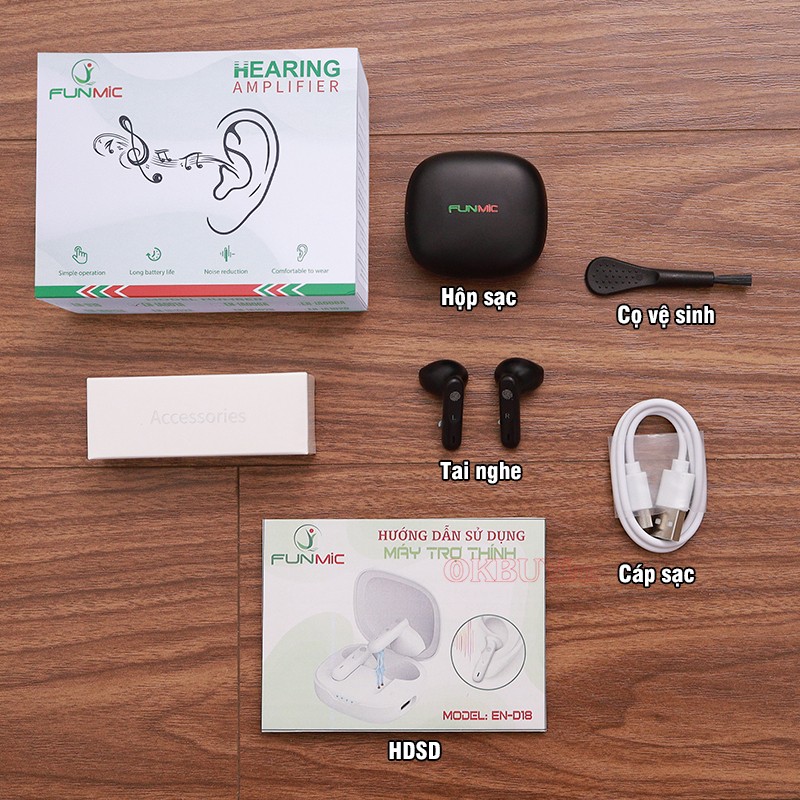 Tai nghe trợ thính không dây bộ phụ kiện FUNMIC EN-D18