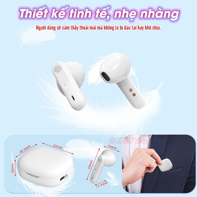 Tai nghe trợ thính không dây thiết kế nhẹ nhàng FUNMIC EN-D18