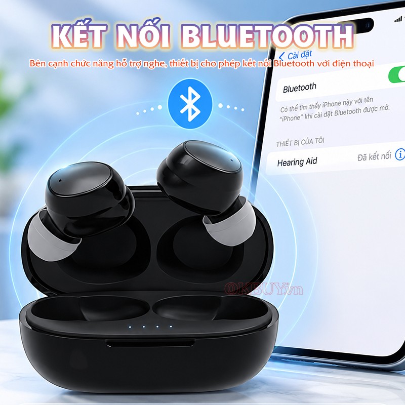 Tai nghe trợ thính FUNMIC EN-IA010A đen kết nối bluetooth