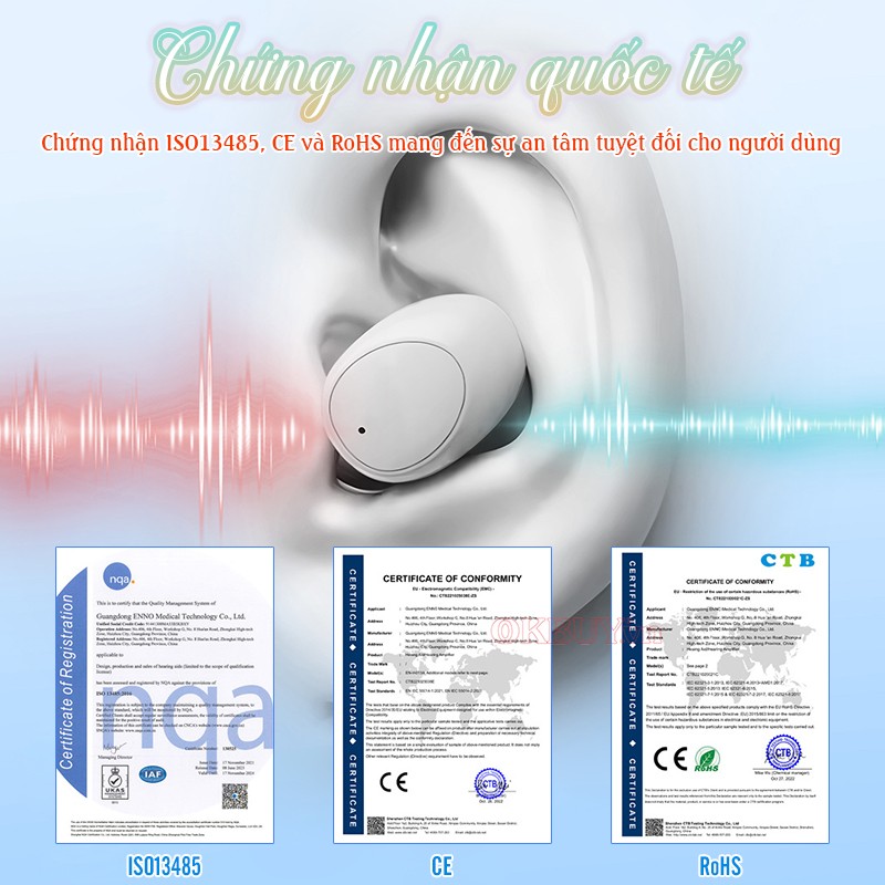 Tai nghe trợ thính không dây chứng nhận quốc tế FUNMIC EN-IA010A