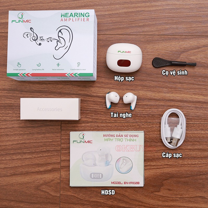 Tai nghe trợ thính không dây bộ phụ kiện FUNMIC EN-IA102B