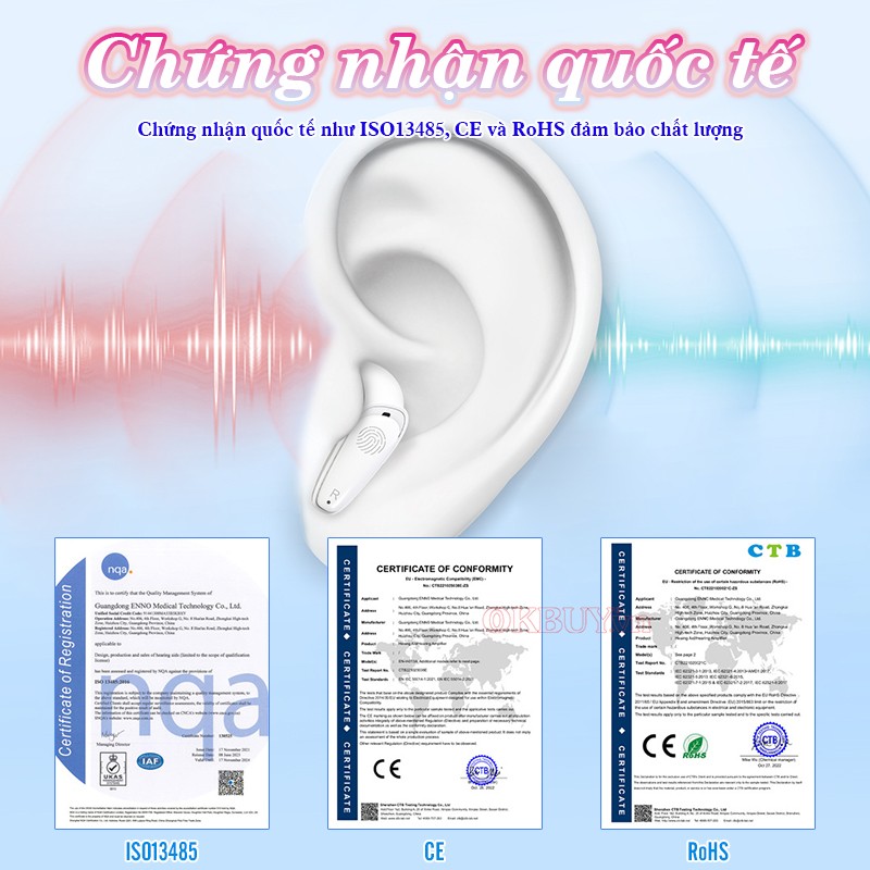 Tai nghe trợ thính không dây chứng nhận quốc tế FUNMIC EN-IA102B