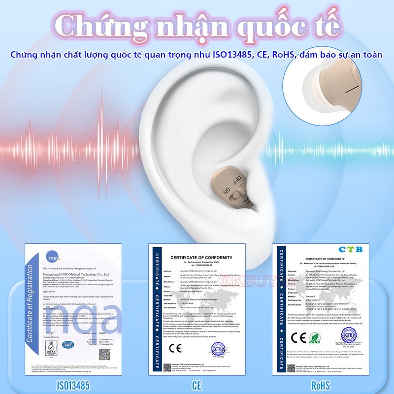 Tai nghe trợ thính không dây chứng nhận quốc tế FUNMIC EN-IA102C