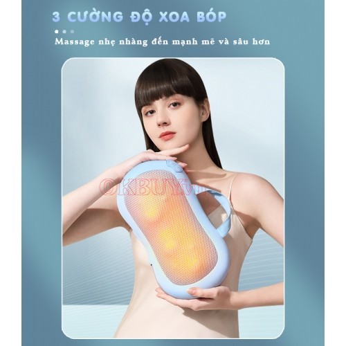 Gối massage hồng ngoại chính hãng Nikio NK-135DC trang bị 3 mức cường độ xoa bóp khác nhau