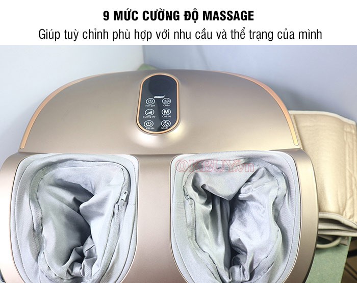 Máy massage chân bấm huyệt gồm có 9 cường độ massage được tích hợp trên máy