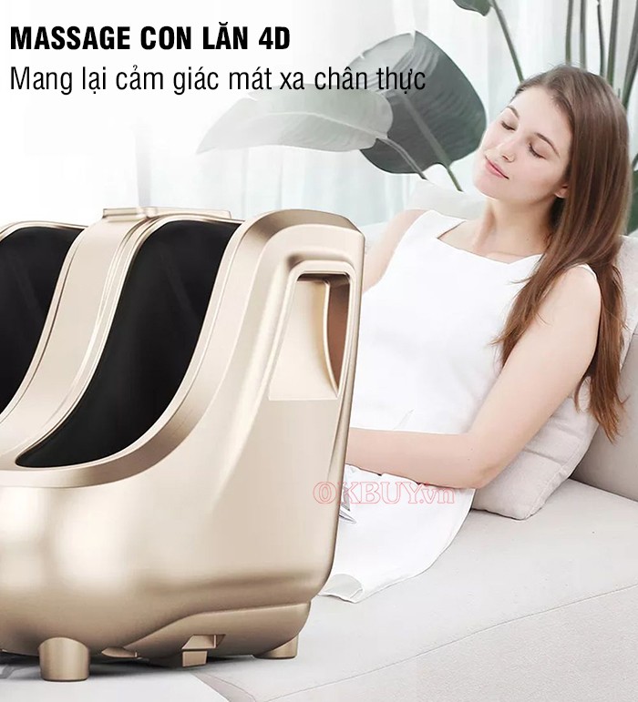 Máy massage chân tốt nhất hiện nay Nikio NK-189 sử dụng massage con lăn 4D mang lại cảm giác xoa bóp chân thực