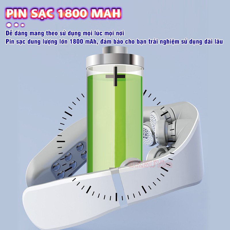 Pin sạc của máy massage cổ xung điện Nikio NK-131 có dung lượng lớn 1800 mAh