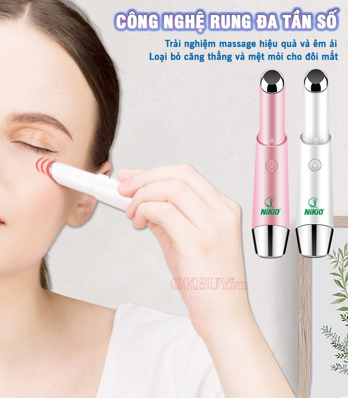 Máy massage vùng mắt Nikio NK-115 sử dụng công nghệ rung đa tần số giúp loại bỏ căng thẳng và mệt mỏi cho đôi mắt