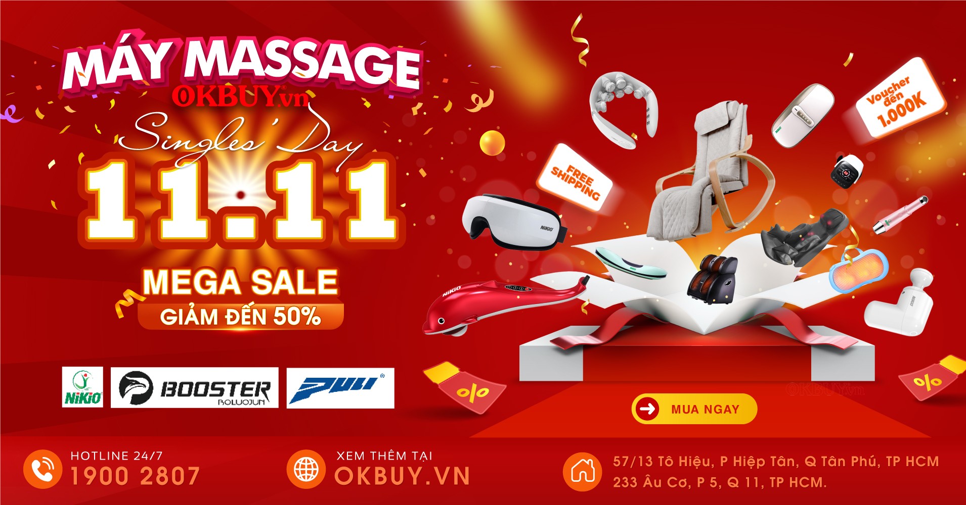 Mưa khuyến mãi ngày lễ độc thân 11-11 - Giảm đến 50%