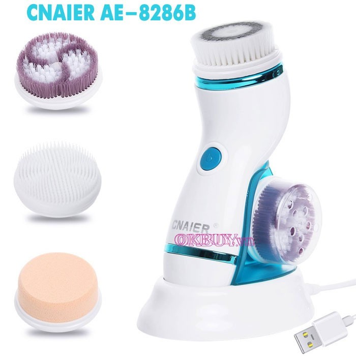 Máy massage và rửa mặt pin sạc cao cấp CNAIER AE-8286B 4 đầu