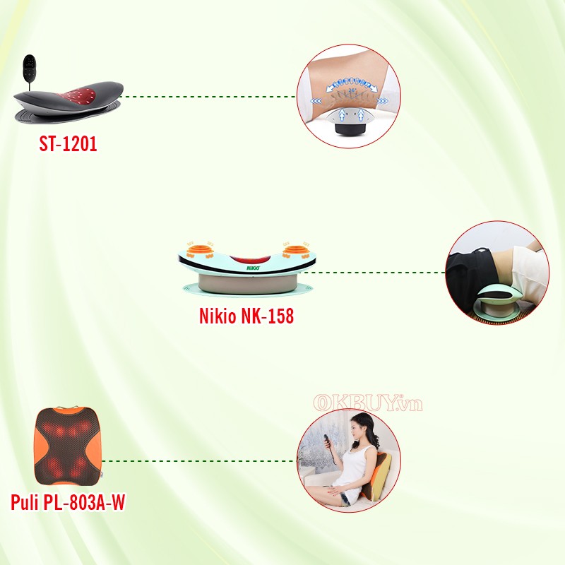 Các dòng máy massage lưng đang được sử dụng nhiều