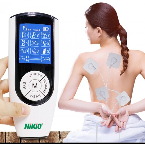 Video Máy massage xung điện 2 điện cực, 4 miếng dán pin sạc Nikio NK-103